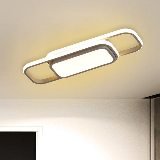 Modern Acrylic Flush Light Fixture - Grey/Black & White Led Flushmount (16’/23.5’) Warm/White