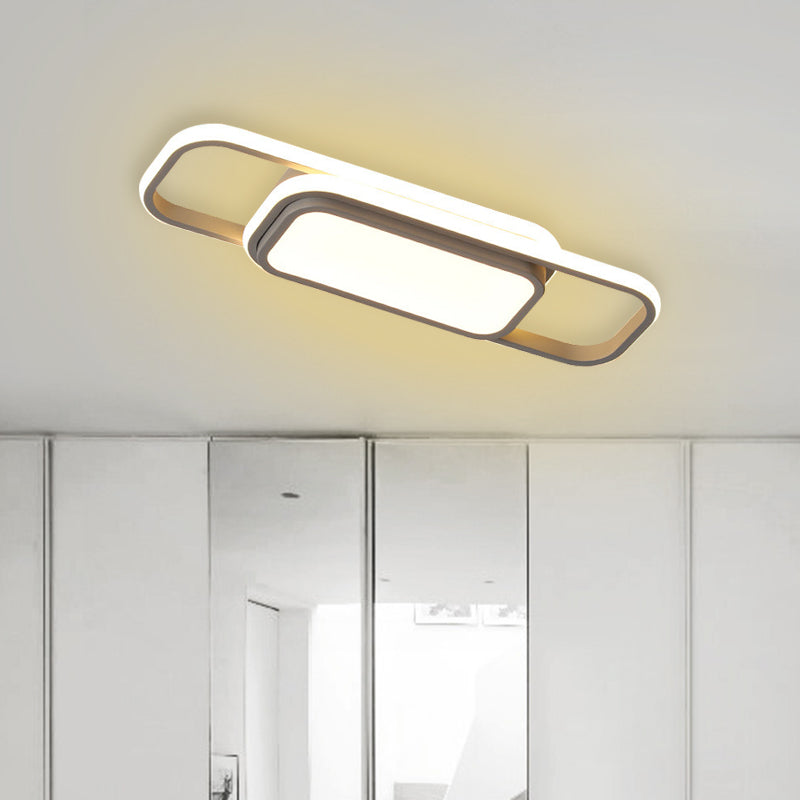 Modern Acrylic Flush Light Fixture - Grey/Black & White Led Flushmount (16/23.5) Warm/White