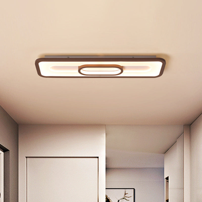 Rectangle Flush Mount Led Corridor Ceiling Light In Coffee White/Warm - 23.5/31.5 Wide Acrylic Panel