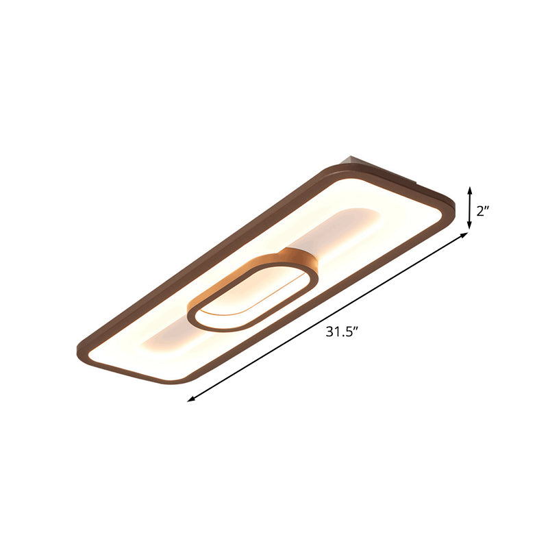 Rectangle Flush Mount Led Corridor Ceiling Light In Coffee White/Warm - 23.5/31.5 Wide Acrylic Panel