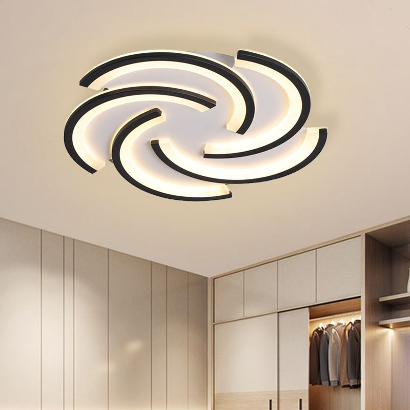 16’/19.5’ Modern Led Acrylic Spiral Flush Light Black Ceiling Mount For Bedroom - Warm/White