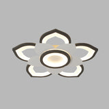 Modern Lotus Flush Ceiling Light With Led - 20.5/24.5 Acrylic Black/White Fixture In White/Warm