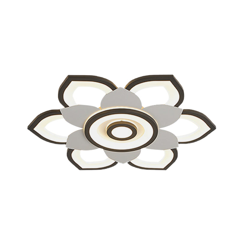 Modern Lotus Flush Ceiling Light With Led - 20.5’/24.5’ Acrylic Black/White Fixture In White/Warm