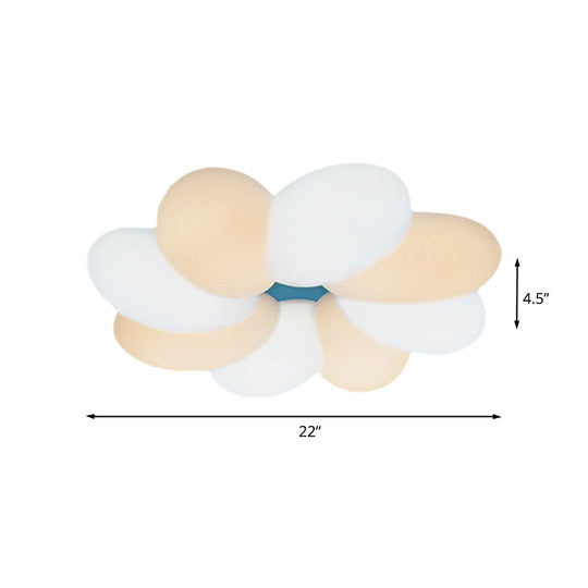 Modern Acrylic Flower Flush Ceiling Lamp For Child Bedroom - Led 18’/22’ Wide Warm/White Light