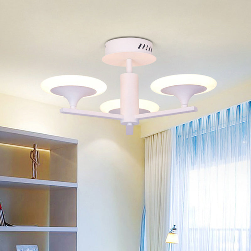Contemporary Led Ceiling Lamp With Radial Design And Acrylic Shade In White/Warm Light 3 / White