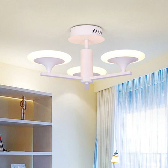 Contemporary Led Ceiling Lamp With Radial Design And Acrylic Shade In White/Warm Light 3 / White