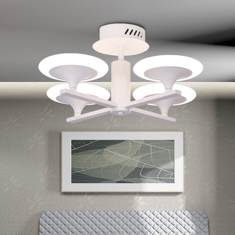 Contemporary Led Ceiling Lamp With Radial Design And Acrylic Shade In White/Warm Light 4 / White