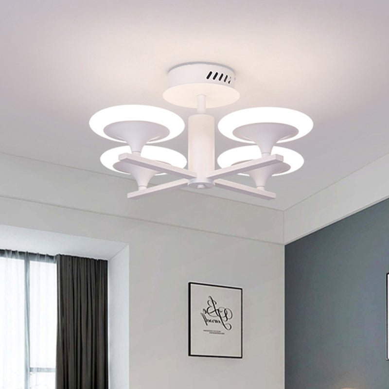 Contemporary Led Ceiling Lamp With Radial Design And Acrylic Shade In White/Warm Light