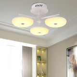 Minimalist Led Restaurant Flush Light Fixture - White Semi Ceiling Mount With Doughnut Acrylic Shade