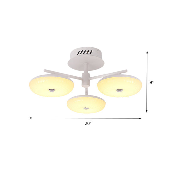 Minimalist Led Restaurant Flush Light Fixture - White Semi Ceiling Mount With Doughnut Acrylic Shade