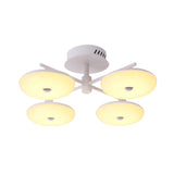 Minimalist Led Restaurant Flush Light Fixture - White Semi Ceiling Mount With Doughnut Acrylic Shade