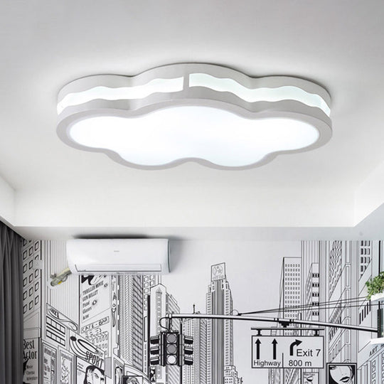 26’/22.5’ Cloud Flush Mount Led Bedroom Ceiling Lamp In White With Acrylic Shade