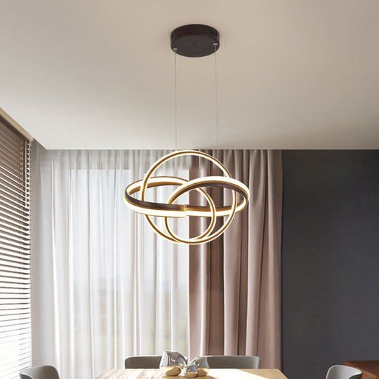 Modern Acrylic Twisted Ceiling Light Fixture - Led Hanging Chandelier In White/Coffee Dining Room