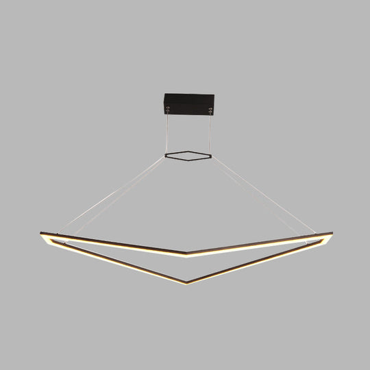 Modern Acrylic Geometric Chandelier - Led Pendant Light Fixture In Black White/Warm