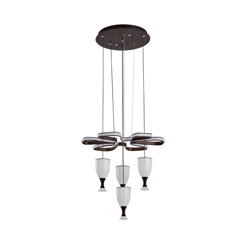 Modern Led Multi-Light Pendant With 4-Cup Coffee & Twist Ceiling Fixture