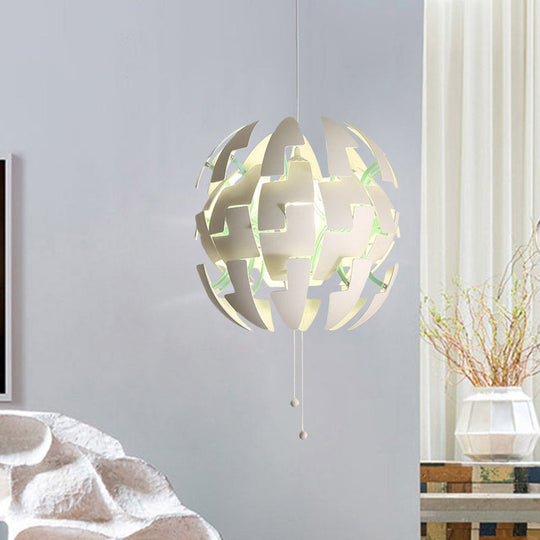 White Acrylic Blossom Pendulum Ceiling Light With Pull Chain - Modernist Style 1-Bulb Fixture