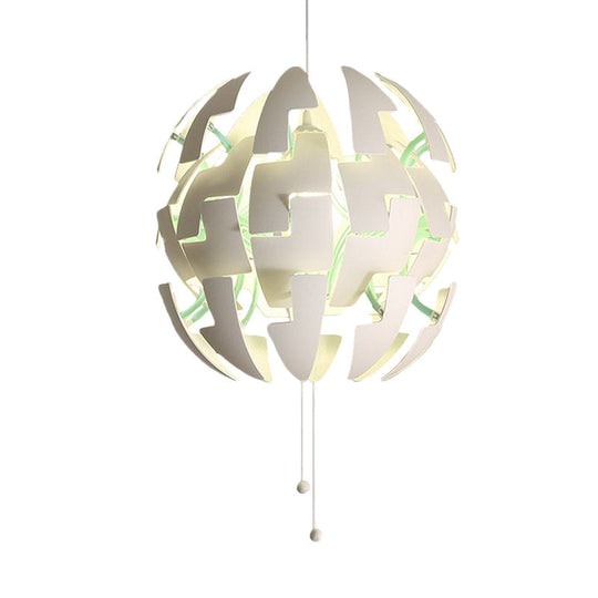 Modern Acrylic Blossom Ceiling Pendant Light With Pull Chain - White Finish