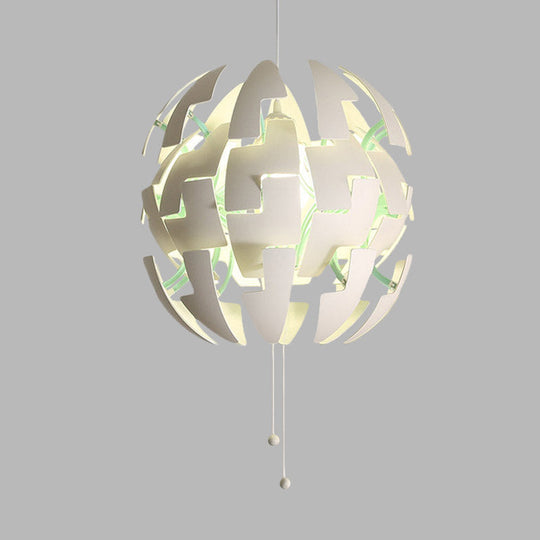 White Acrylic Blossom Pendulum Ceiling Light With Pull Chain - Modernist Style 1-Bulb Fixture
