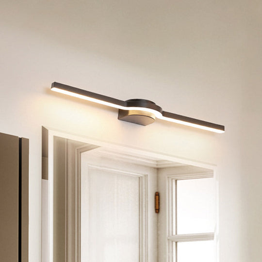 Contemporary Led Vanity Light In Black And White/Warm - 16/23.5 Slim Line Acrylic Wall Sconce