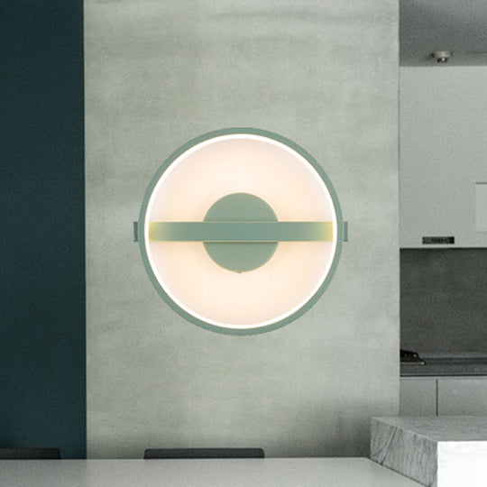 Minimalist Led Acrylic Wall Lamp In Green - White/Warm Light 12.5/16.5 Dia / 12.5 White