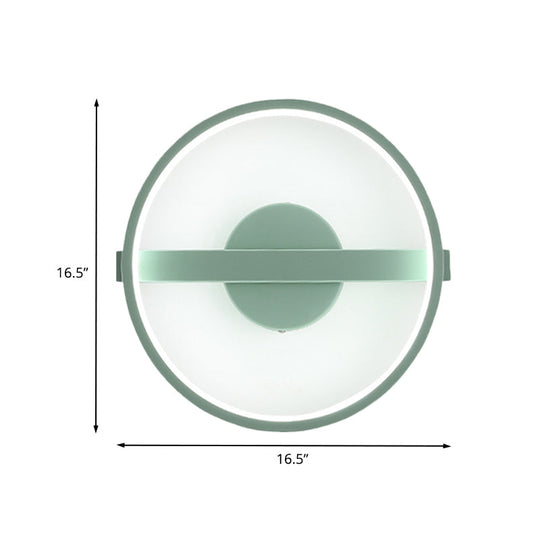 Minimalist Led Acrylic Wall Lamp In Green - White/Warm Light 12.5/16.5 Dia