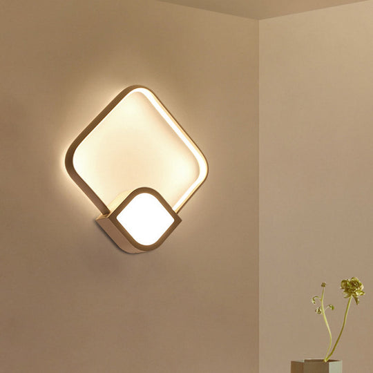 Modern Led Sconce - White Rhombus Wall Mount Lighting For Stairway