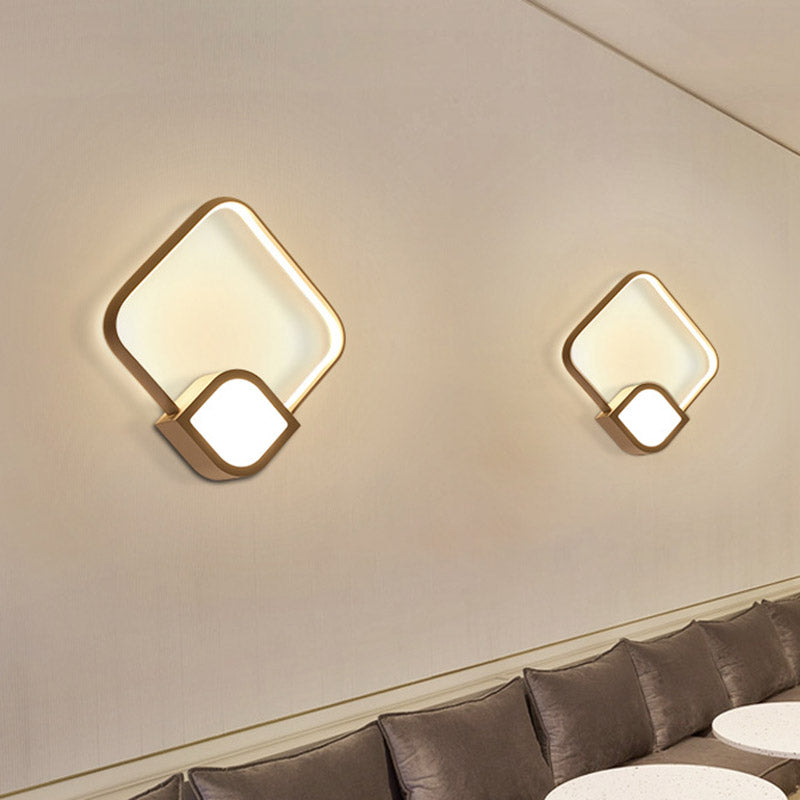Modern Led Sconce - White Rhombus Wall Mount Lighting For Stairway