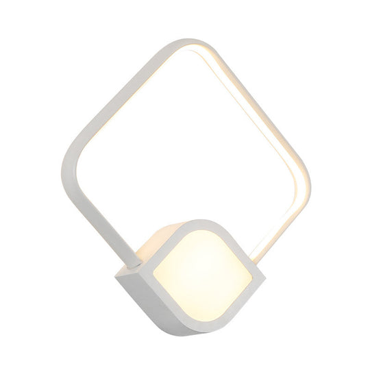 Modern Led Sconce - White Rhombus Wall Mount Lighting For Stairway