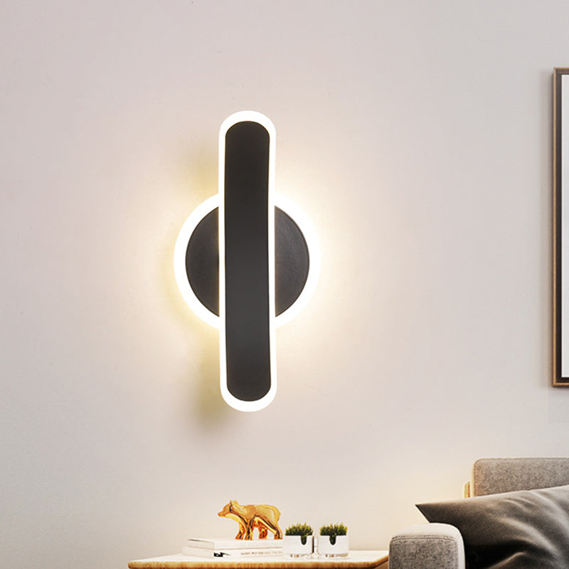 Minimalist Black Bend Led Wall Sconce - Acrylic Mounted Lamp In White/Warm Light