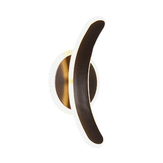 Minimalist Black Bend Led Wall Sconce - Acrylic Mounted Lamp In White/Warm Light