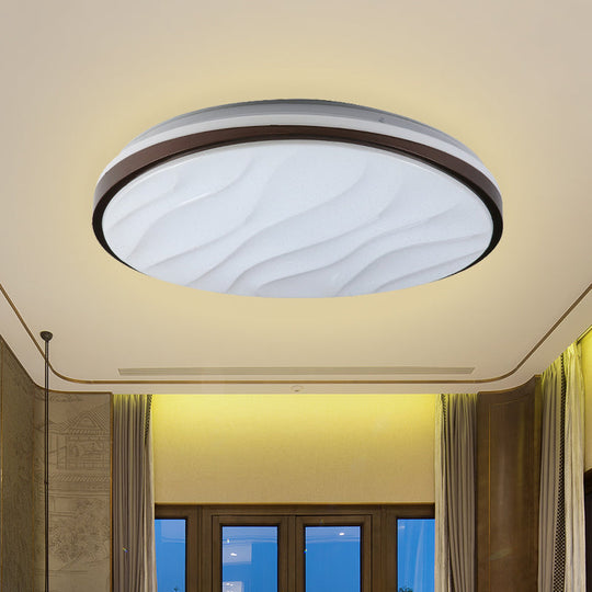 Modern Black Acrylic Led Ceiling Flush - Round & Wave Design 16/19.5 Dia Warm/White Light / 16 Warm
