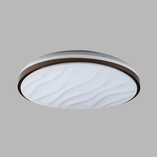 Modern Black Acrylic Led Ceiling Flush - Round & Wave Design 16’/19.5’ Dia Warm/White Light