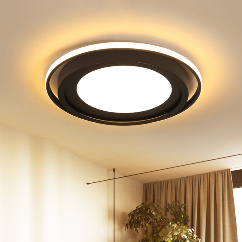 Modern Led Flush Mount Acrylic Round Lighting In White/Black For Bedroom White/Warm Light Black /