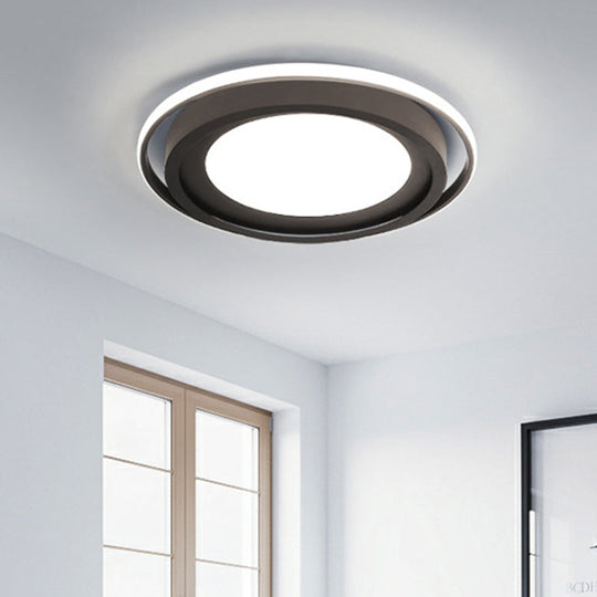 Modern Led Flush Mount Acrylic Round Lighting In White/Black For Bedroom White/Warm Light