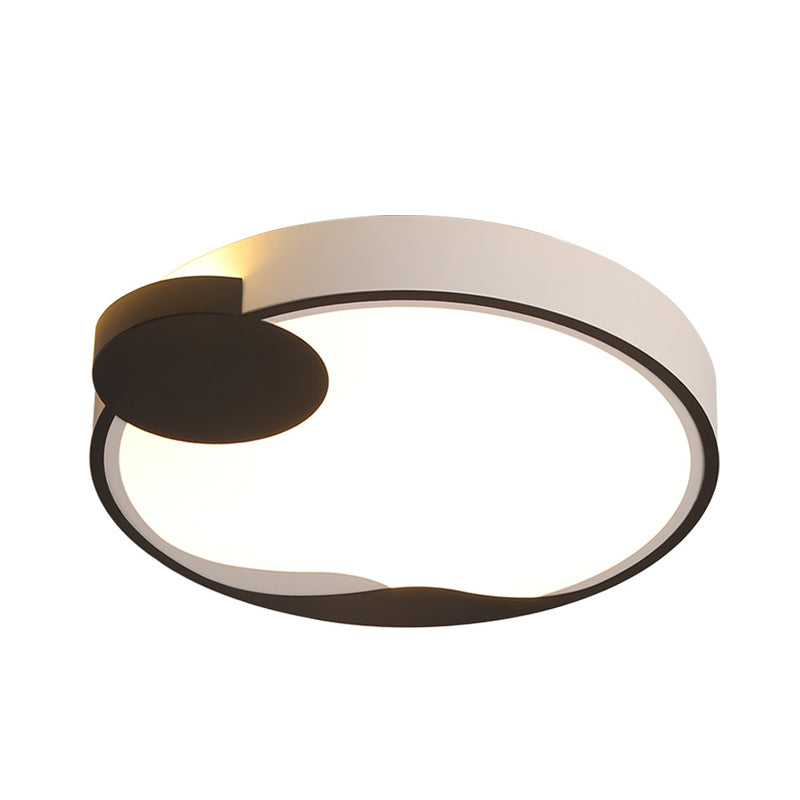 16’/19.5’ Modern White And Black Acrylic Flush Mount Led Ceiling Lamp In White/Warm Light