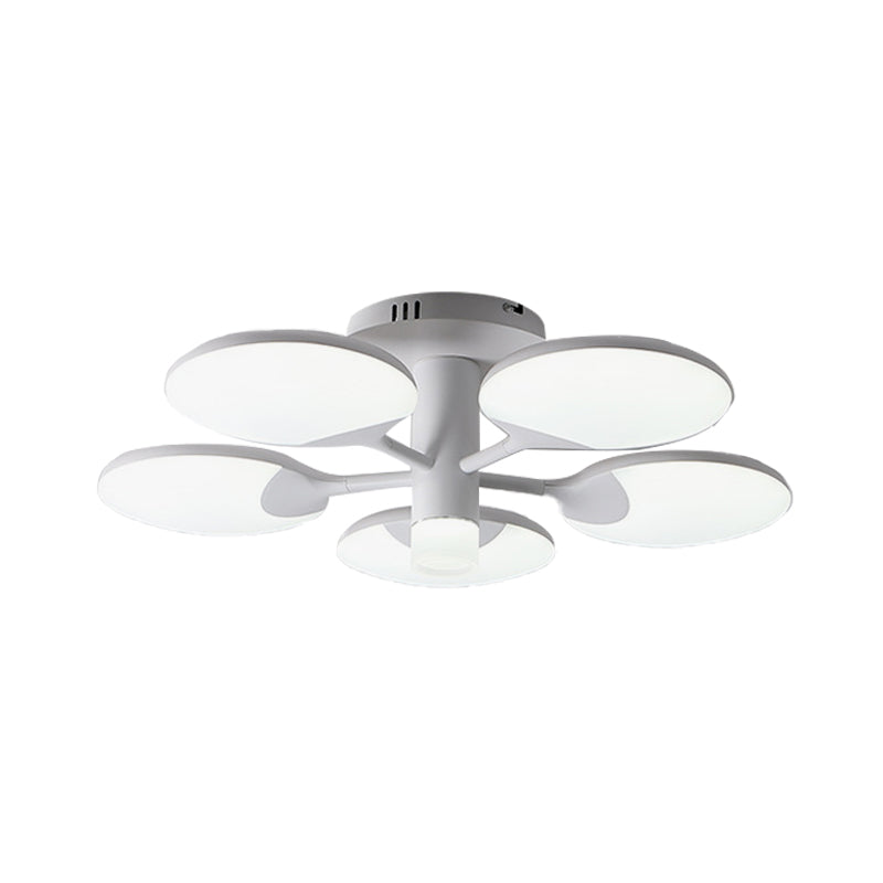 Modern 5 - Light Flush Led Ceiling Fixture With Acrylic Shade - White Table Tennis Theme