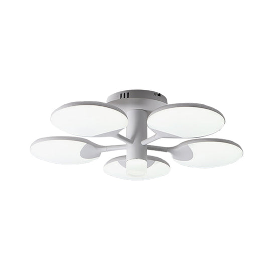 Modern 5 - Light Flush Led Ceiling Fixture With Acrylic Shade - White Table Tennis Theme