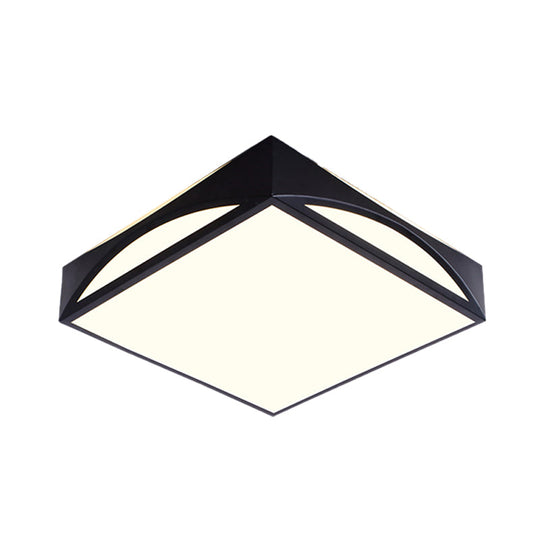 Minimalist White/Black Squared Box Flush Mount Light - 18.5/22.5 W Led Metallic Ceiling Lamp In