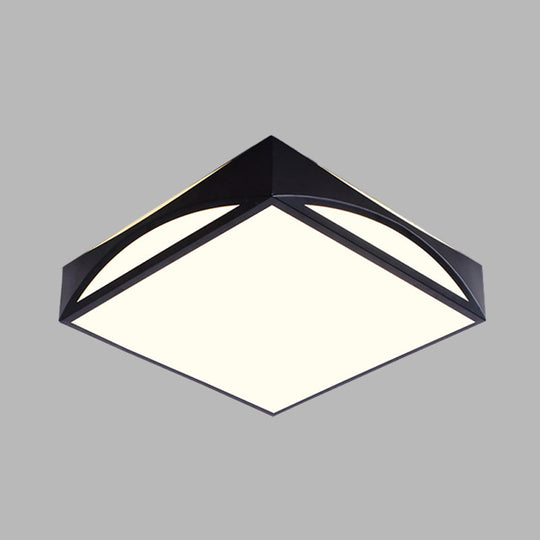 Minimalist White/Black Squared Box Flush Mount Light - 18.5/22.5 W Led Metallic Ceiling Lamp In
