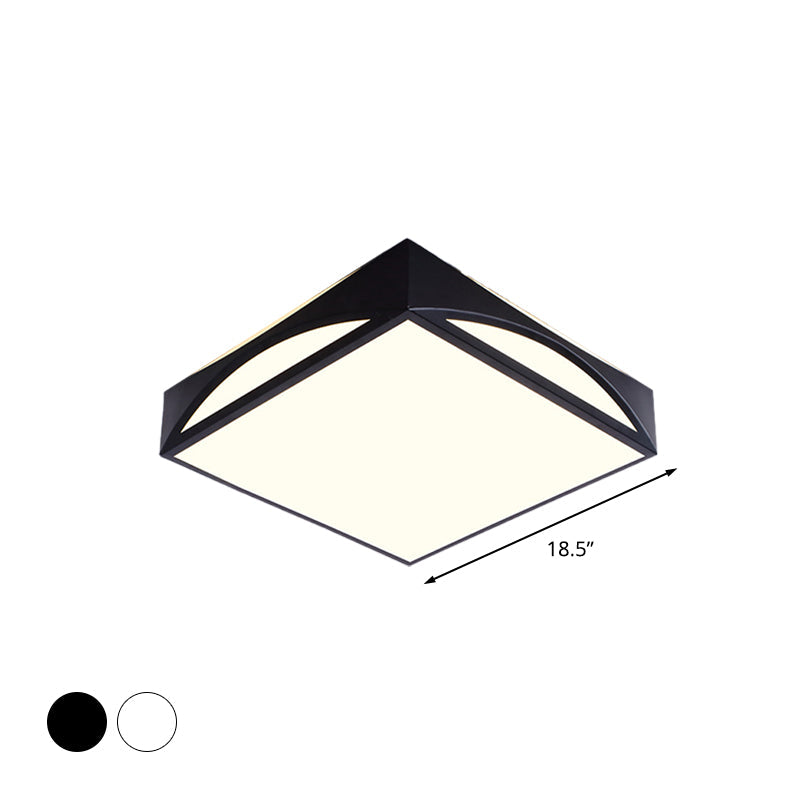 Minimalist White/Black Squared Box Flush Mount Light - 18.5/22.5 W Led Metallic Ceiling Lamp In