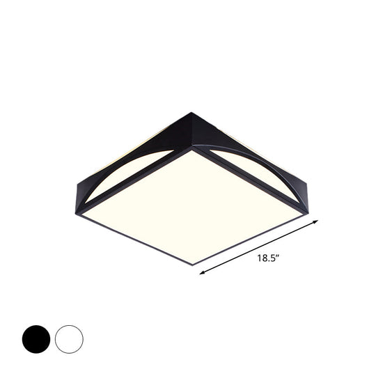 Minimalist White/Black Squared Box Flush Mount Light - 18.5’/22.5’ W Led Metallic Ceiling Lamp