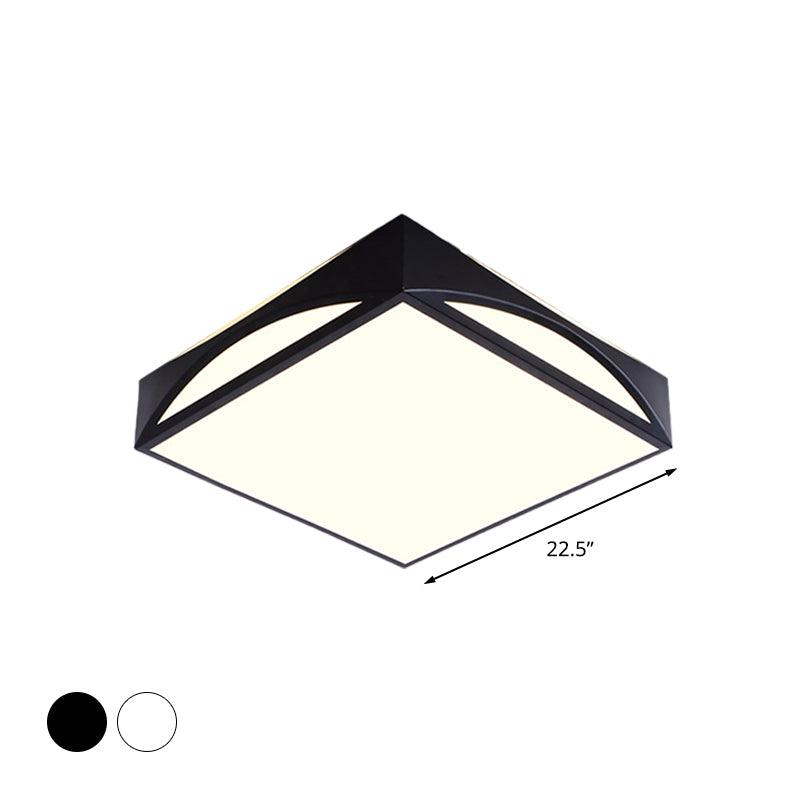 Minimalist White/Black Squared Box Flush Mount Light - 18.5/22.5 W Led Metallic Ceiling Lamp In