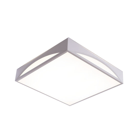 Minimalist White/Black Squared Box Flush Mount Light - 18.5/22.5 W Led Metallic Ceiling Lamp In