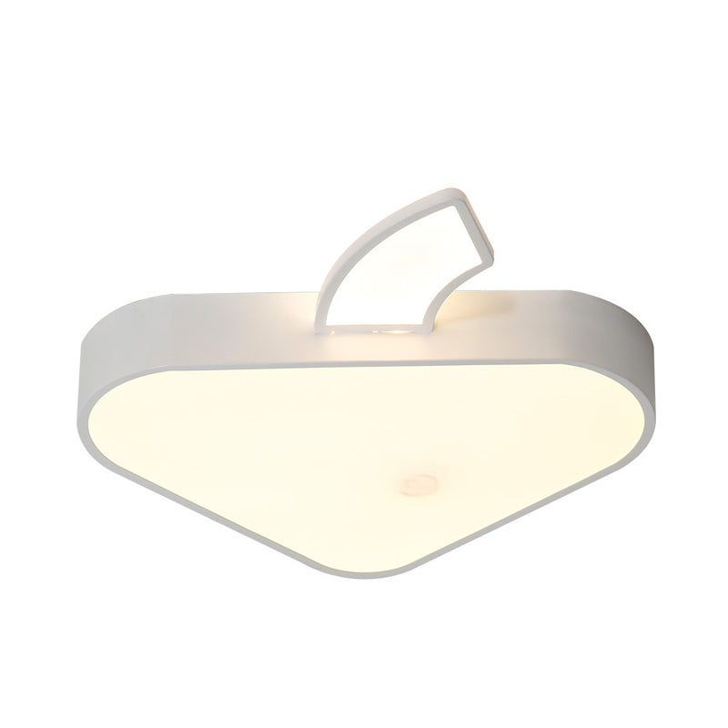 Modern Triangle Apple Ceiling Flush Mount Led Lighting For Child Bedroom In White 18/21.5 Wide