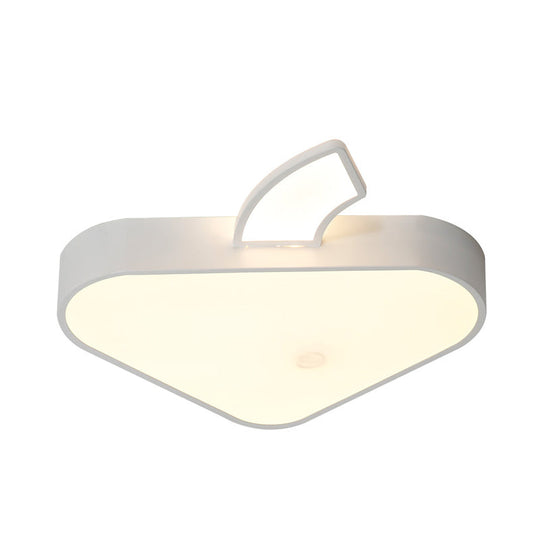 Modern Triangle Apple Ceiling Flush Mount Led Lighting For Child Bedroom In White 18/21.5 Wide