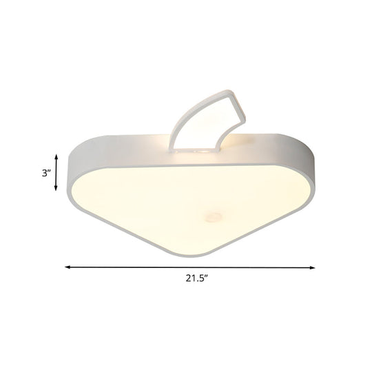 Modern Triangle Apple Ceiling Flush Mount Led Lighting For Child Bedroom In White 18/21.5 Wide