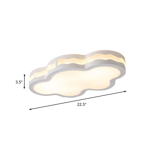 Contemporary Led Iron Flush Mount Light For Children’s Bedroom - White Cloud Design Warm/White