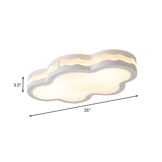 Contemporary Led Iron Flush Mount Light For Children’s Bedroom - White Cloud Design Warm/White