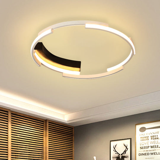 Acrylic Spliced Ring Led Flush Mount Light In White/Black - Ideal For Bedroom 16.5’/19.5’ Dia