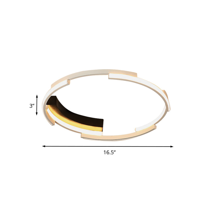 Acrylic Spliced Ring Led Flush Mount Light In White/Black - Ideal For Bedroom 16.5’/19.5’ Dia